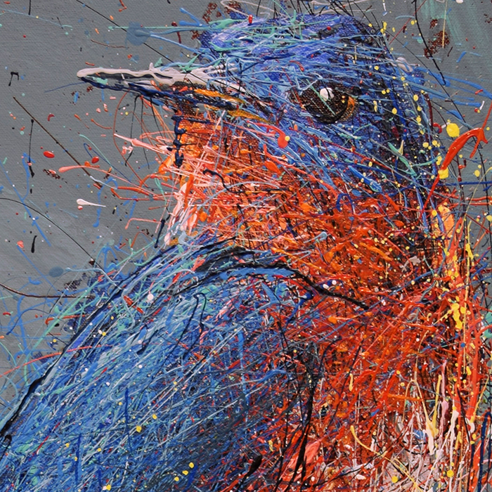 Blue Bird on Fence Post painting by Michael Glass