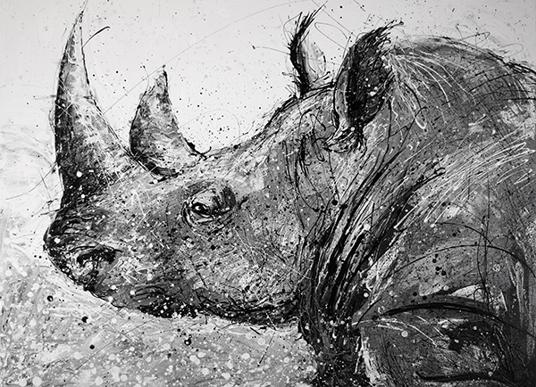 Rhino painting by Artist Michael Glass